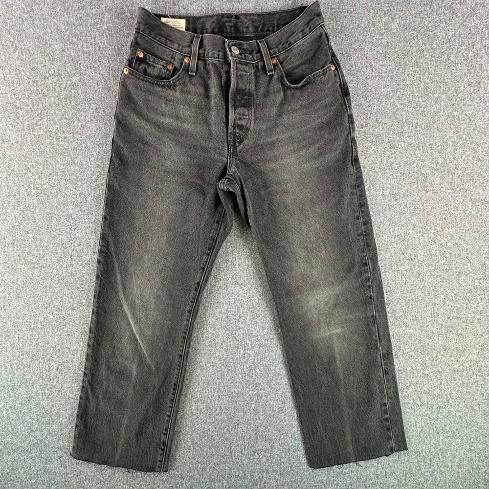 Levi's Jeans Womens 25 501 '90s Faded Black Raw Hem Button Fly Cotton Denim